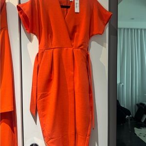Orange Wrap Dress